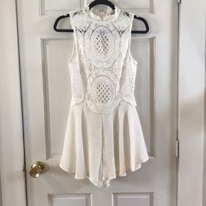 White lace top romper